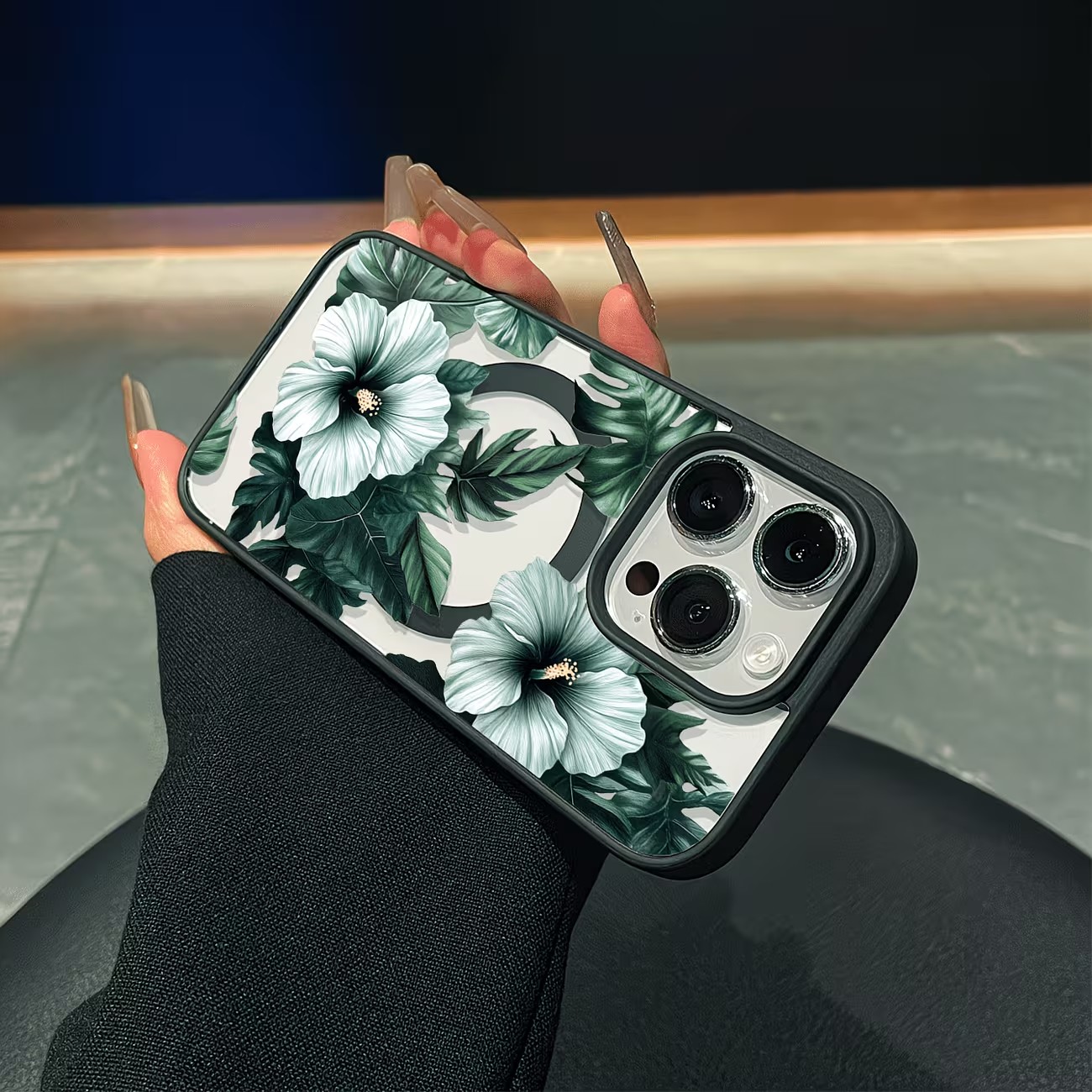 Green Floral Print Phone Case  - Phone Accessories Magnetic recension och pris